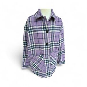 Purple Plaid Button-Up Jacket